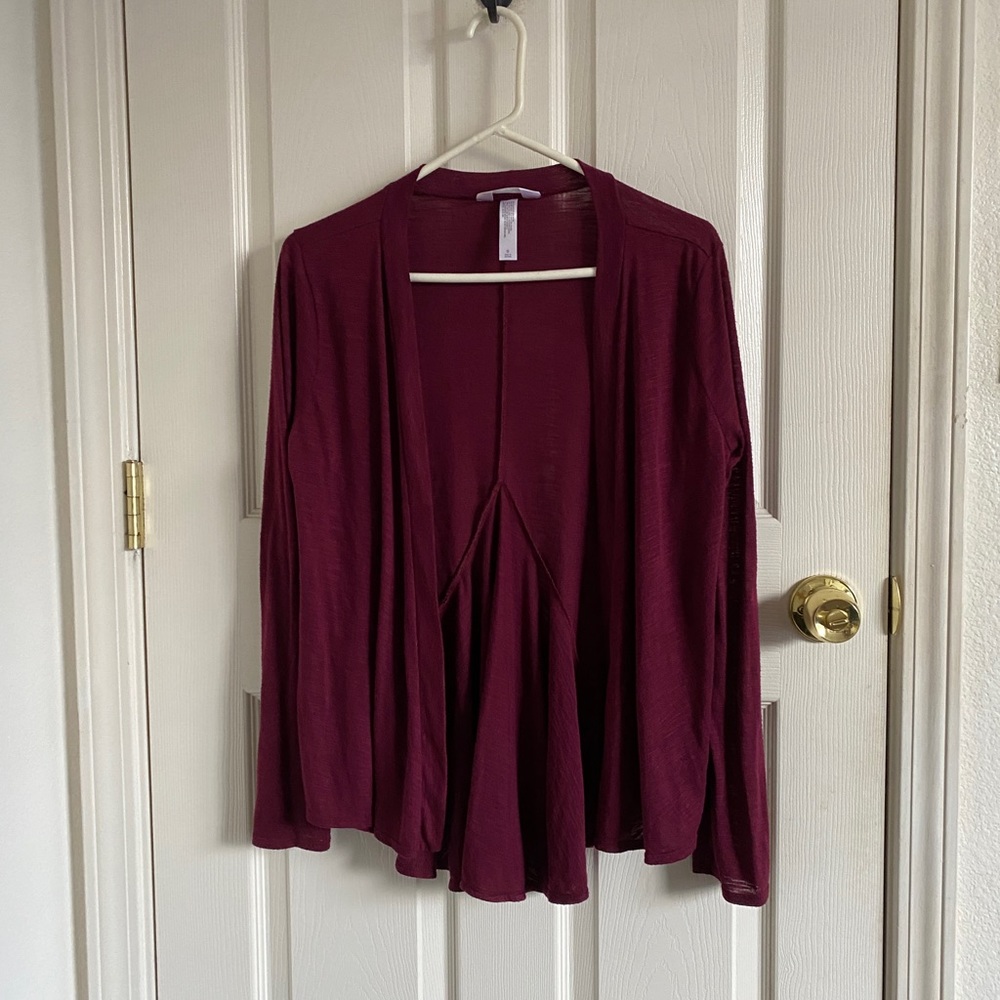 Maroon Long Sleeve Cardigan